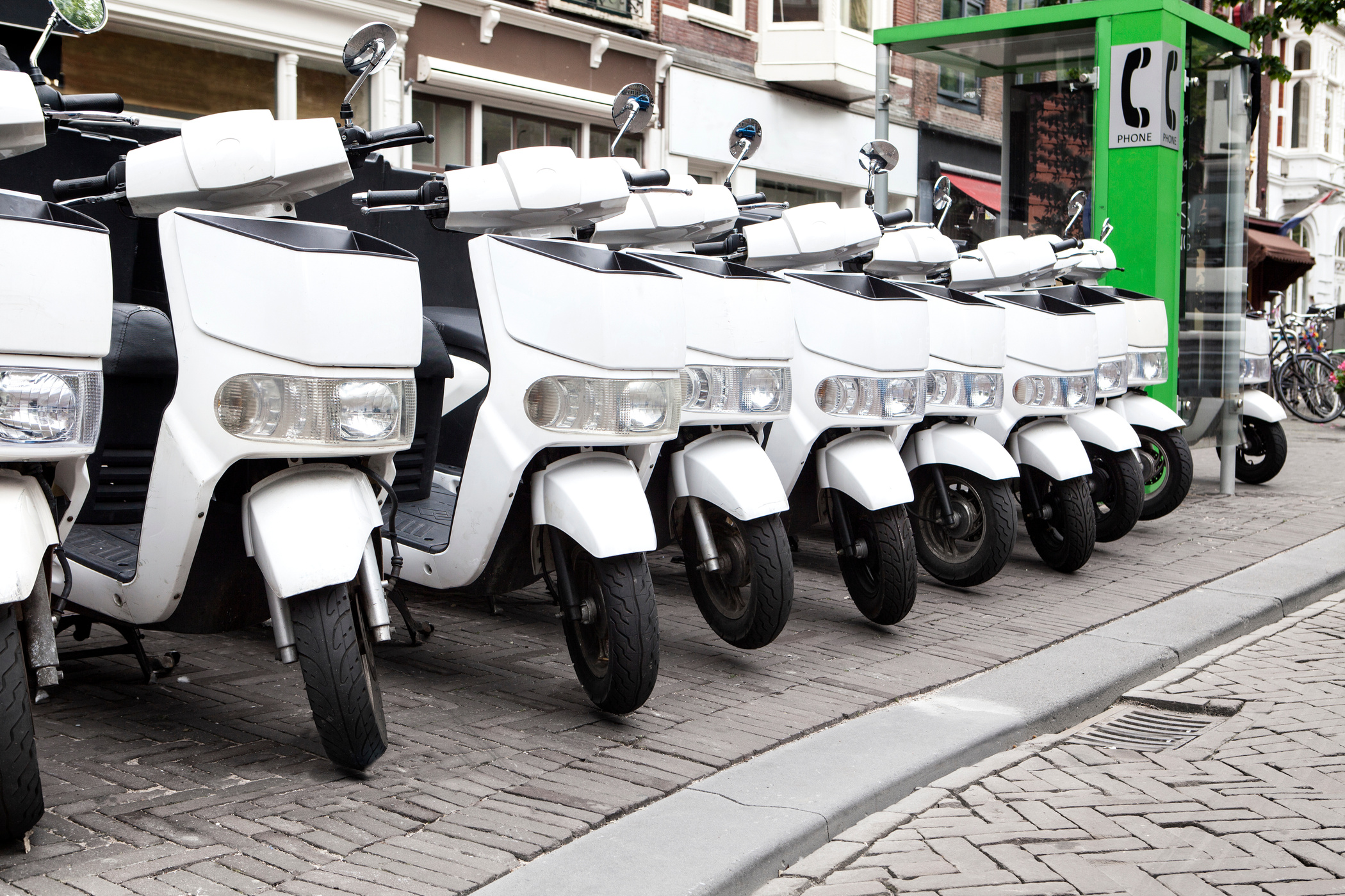 Row of motor scooters